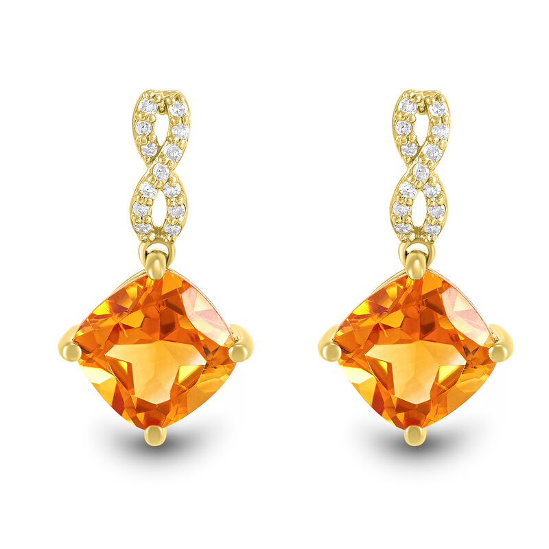 Citrine and Diamond Accent Drop Earrings in 10K Yellow Gold  