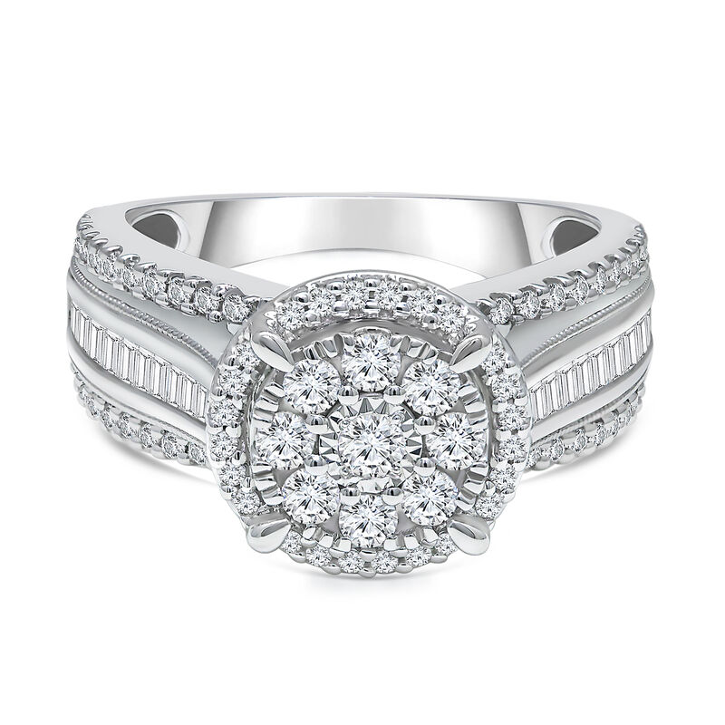 Round Multi-Diamond Engagement Ring in 10K White Gold &#40;1 ct. tw.&#41;