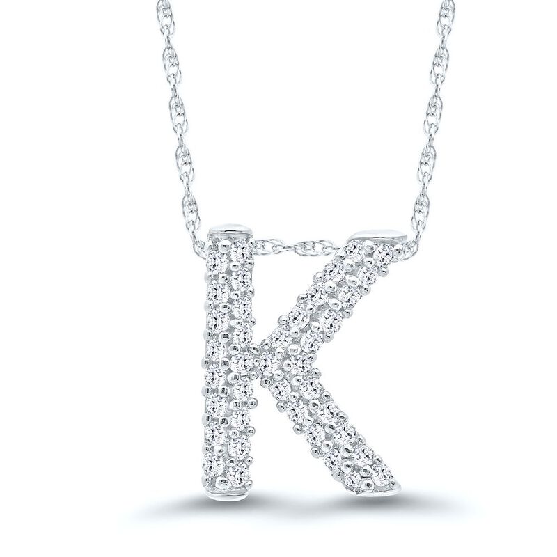 1/7 ct. tw. Diamond K Initial Pendant in 10K White Gold