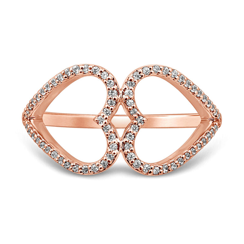 Double Heart Diamond Ring in 10K Rose Gold &#40;1/5 ct. tw.&#41;