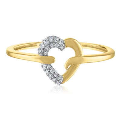 Diamond Open Heart Ring in 14K yellow Gold (1/10 ct. tw.)