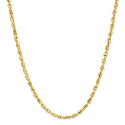 Light Glitter Rope Chain in 14K Yellow Gold