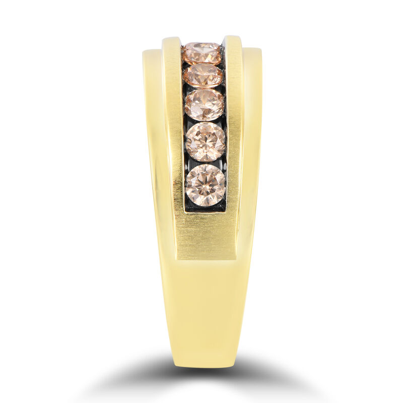 Men&rsquo;s Champagne Diamond Band in 10K Yellow Gold