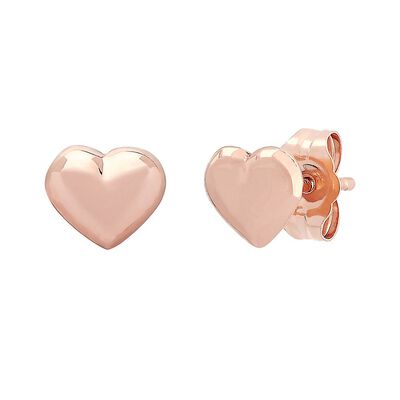Heart Stud Earrings in 14K Rose Gold