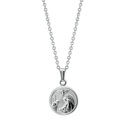 Children's Guardian Angel Charm Pendant in Sterling Silver