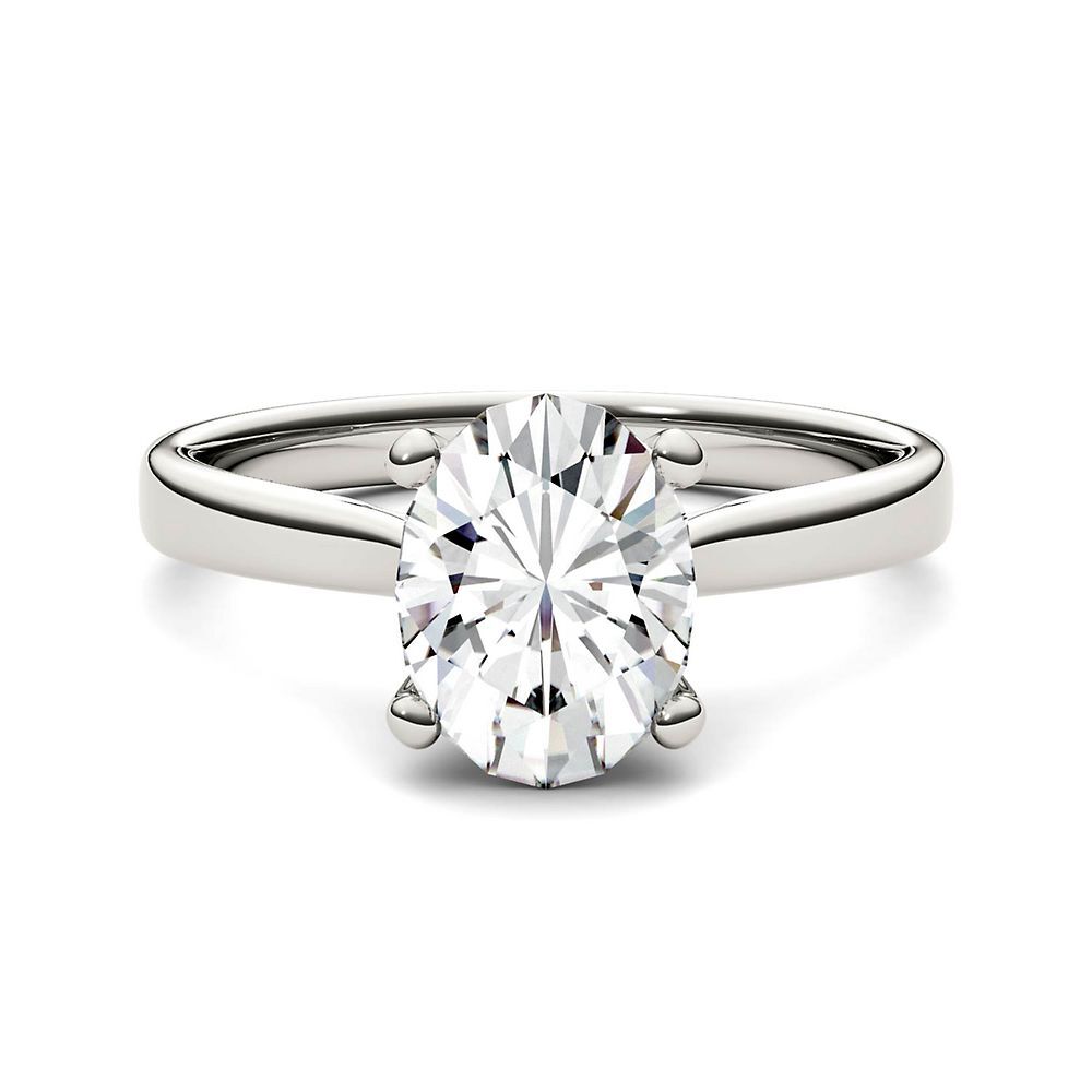 2ct Oval Cut Moissanite Engagement Ring Classic Side Stone Bridal Ring -  MollyJewelryUS