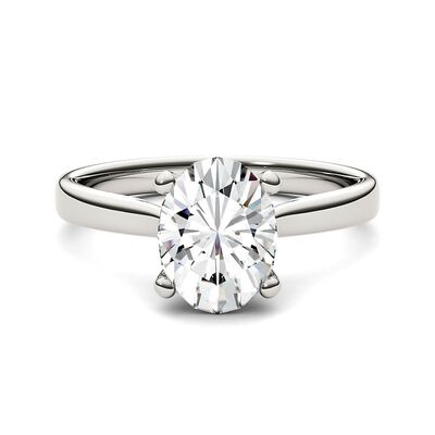Oval Moissanite Solitaire Ring in 14K White Gold (2 ct.)