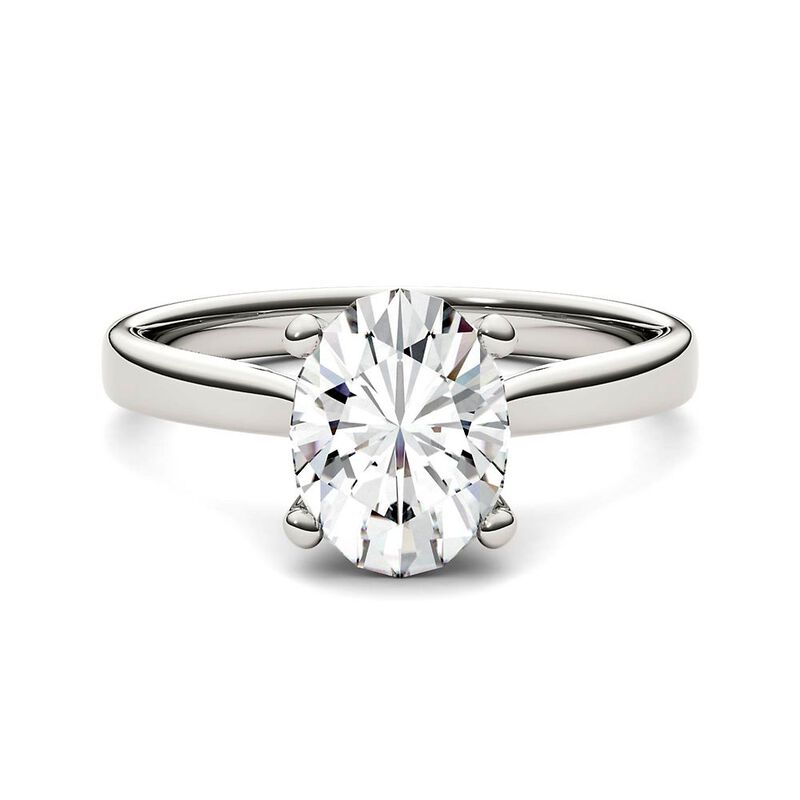 Oval Moissanite Solitaire Ring in 14K White Gold &#40;2 ct.&#41;