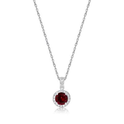 Lab Created Ruby & 1/10 ct. tw. Diamond Pendant in Sterling Silver