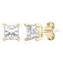 1 ct. tw. Princess Cut Diamond 4-Prong Stud Earrings in 14K Yellow Gold