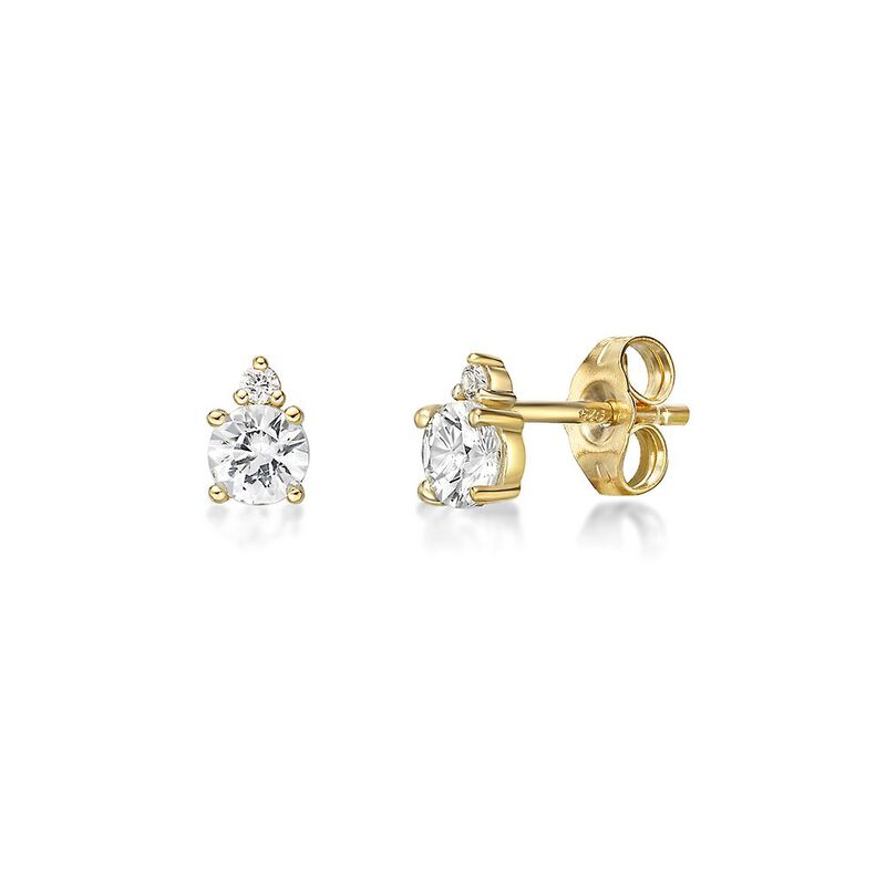 White Sapphire &amp; Diamond Earrings in 10K Yellow Gold