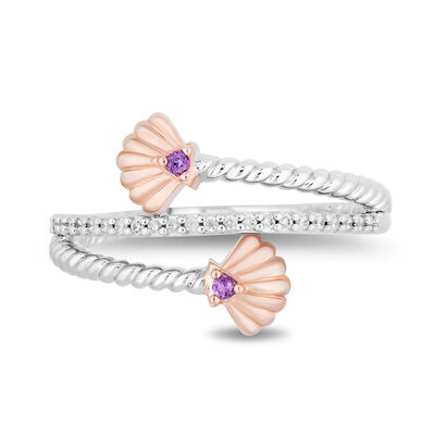 Ariel Shell Diamond and Amethyst Wrap Ring in Sterling Silver and 10K Rose Gold (1/10 ct. tw.)