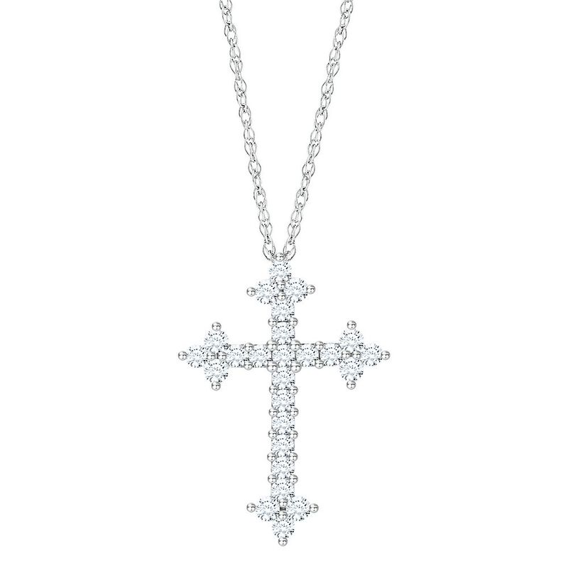 Diamond Cross Pendant in 10K White Gold