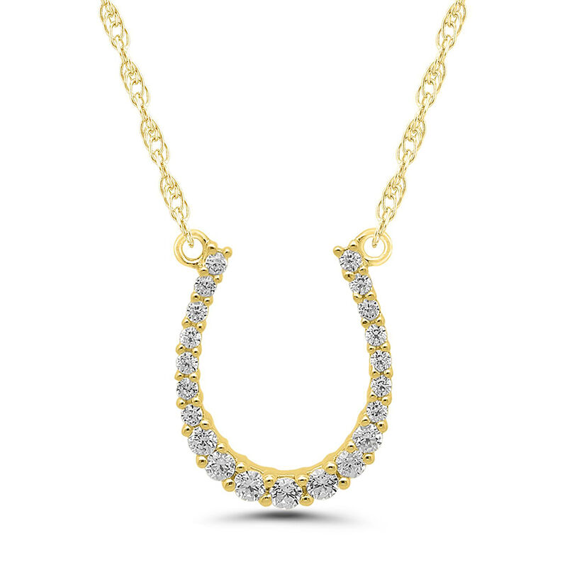 1/10 ct. tw. Diamond Horseshoe Necklace in 10K Yellow Gold