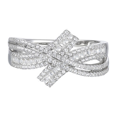 Diamond Bypass Ring in 10K White Gold (1/2 ct. tw.)