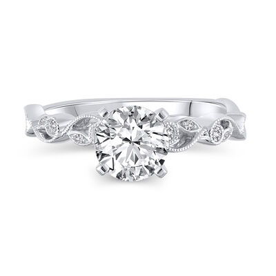 Diamond Accent Semi-Mount Engagement Ring in 14K White Gold (Setting Only)