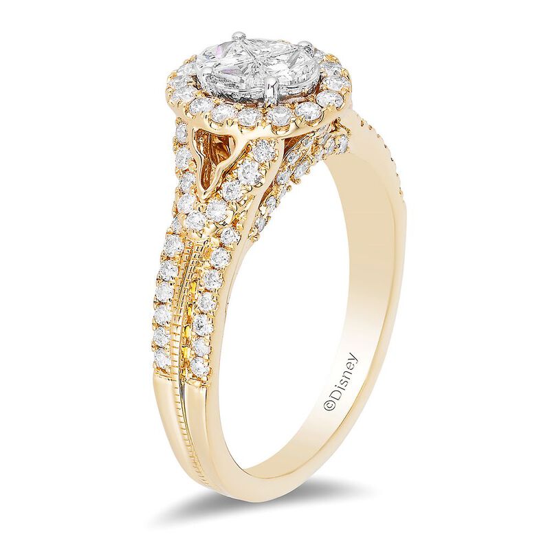 Enchanted Disney Jasmine 1 ct. tw. Multi-Diamond Engagement Ring in 14K Yellow Gold