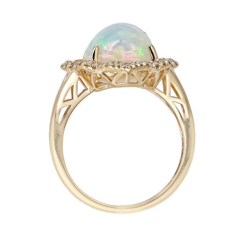 Opal &amp; 1/7 ct. tw. Diamond Ring in 14K Yellow Gold