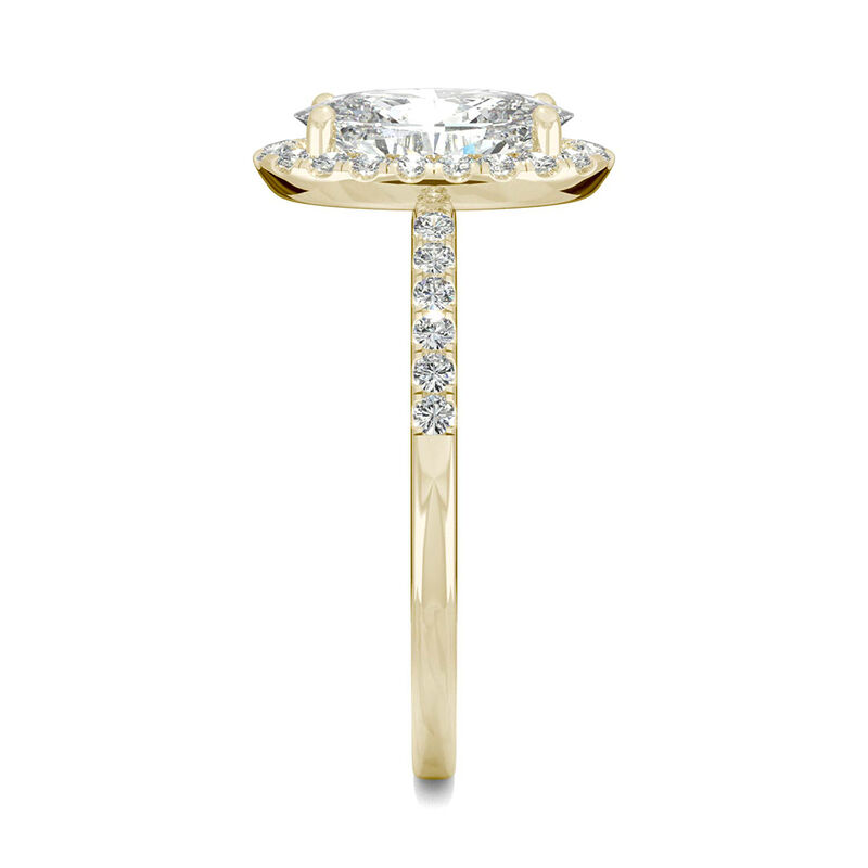 Moissanite Oval Halo Ring in 14K Yellow Gold &#40;2 5/8 ct. tw.&#41;