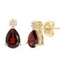 Garnet and Diamond Accent Earrings in 10K Yellow Gold 