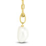 Baroque Shaped Pearl Paperclip Chain Pendant in 10K Yellow Gold