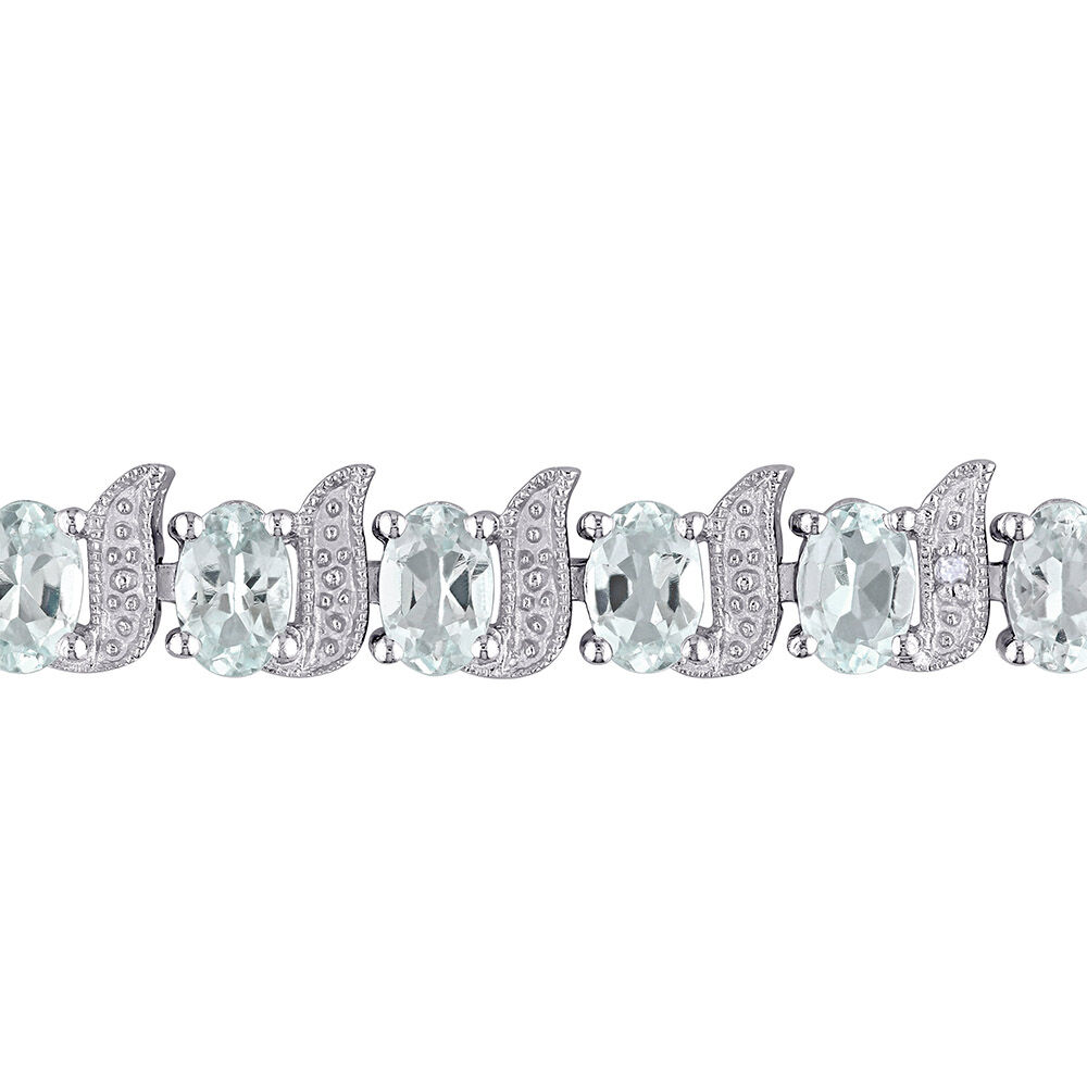 Aquamarine and Diamond 14kt White Gold Bracelet | Costco
