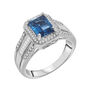 London Blue Topaz &amp; Diamond Ring in Sterling Silver &#40;1/4 ct. tw.&#41;