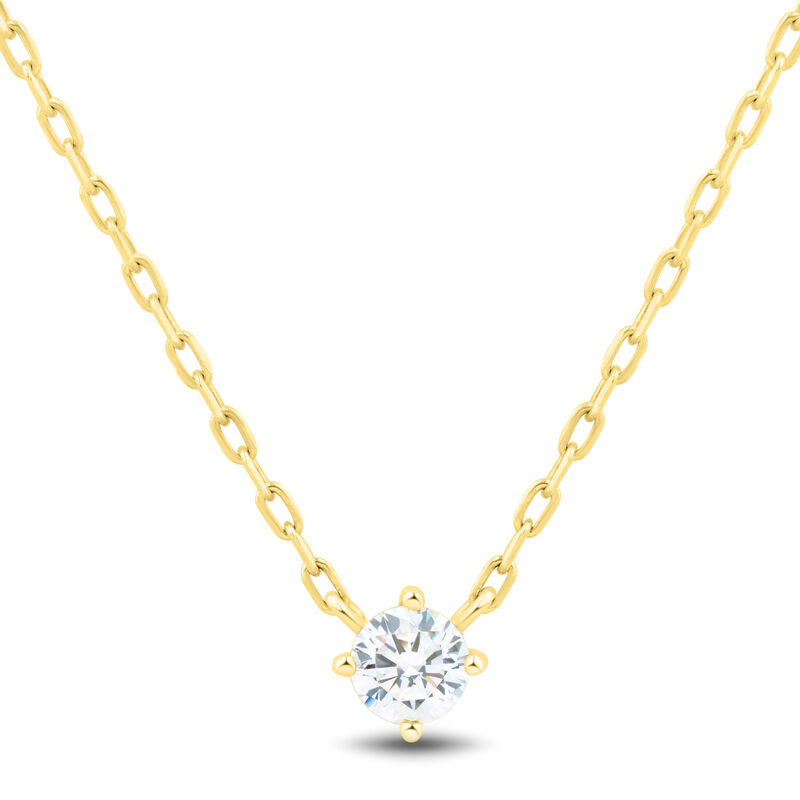 Lab Grown Diamond Round Solitaire Necklace in 10K Yellow Gold &#40;1/4 ct. tw.&#41;