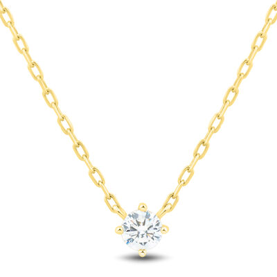 Lab Grown Diamond Round Solitaire Necklace in 10K Yellow Gold (1/4 ct. tw.)