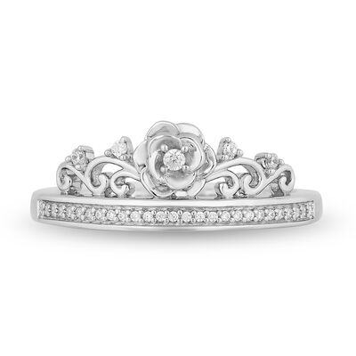 Cinderella Ring with Diamond Rose in Sterling Silver (1/10 ct. tw.)
