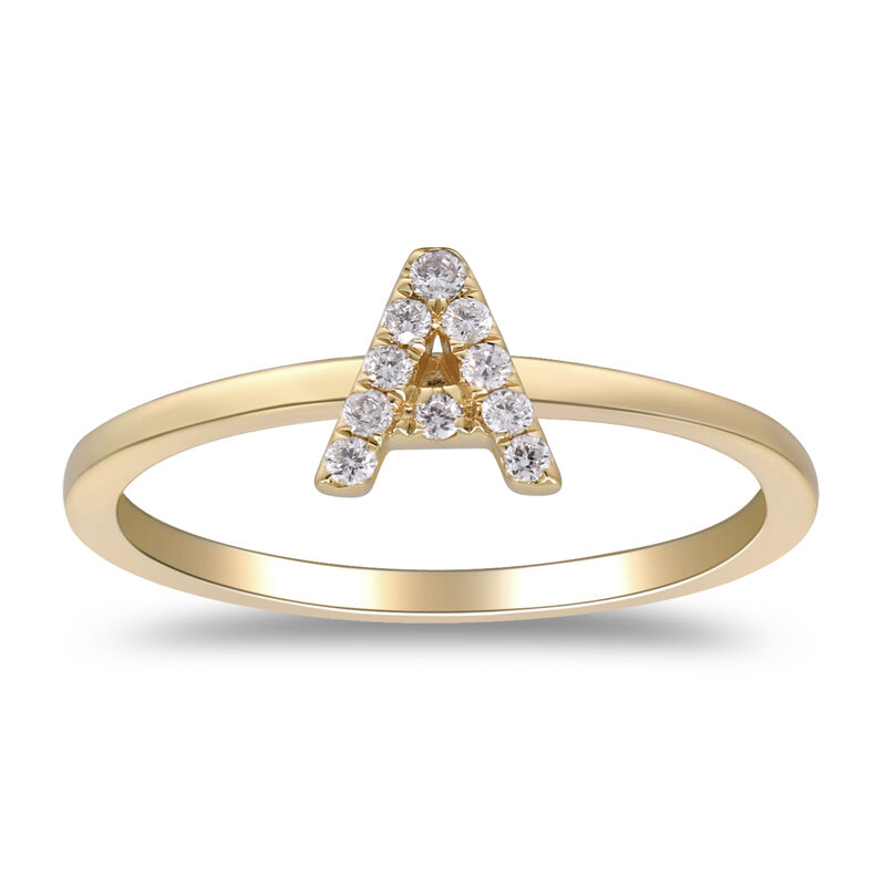 Diamond Accent Initial Ring in 10K Yellow Gold