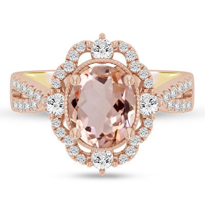 Morganite & 1/2 ct. tw. Diamond Engagement Ring in 14K Rose Gold