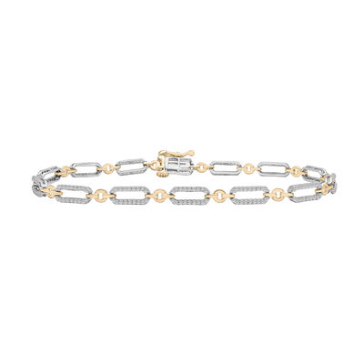 Round Open Link bracelet in 10K White & Yellow Gold (1/2 ct. tw.)