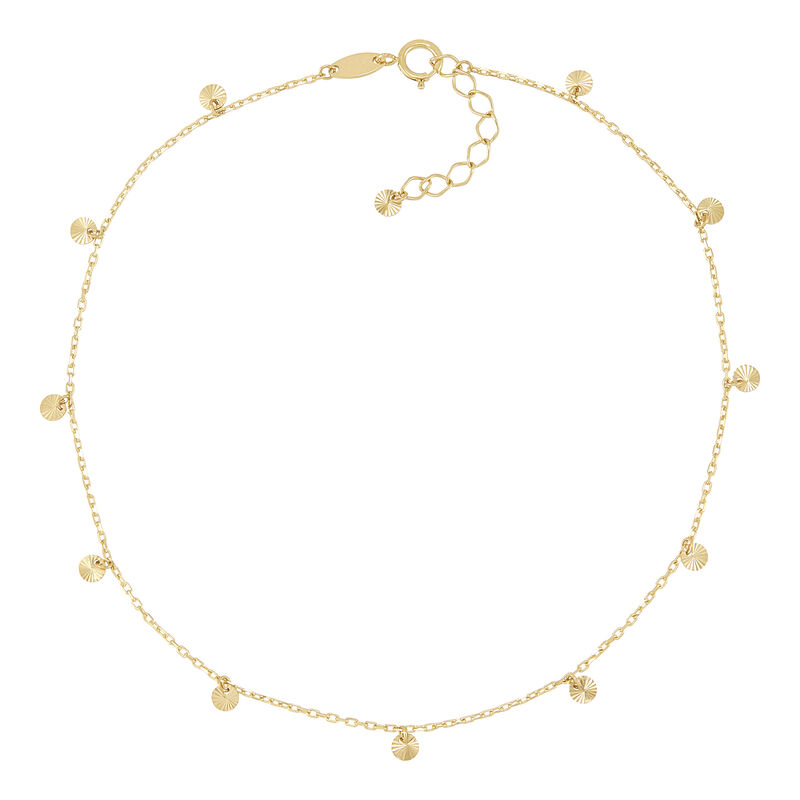 Forzatina Anklet with Diamond-Cut Discs in 14K Yellow Gold, 10&rdquo;