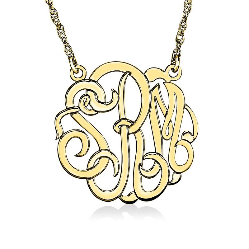 Medium Monogram Necklace in 14K Yellow Gold