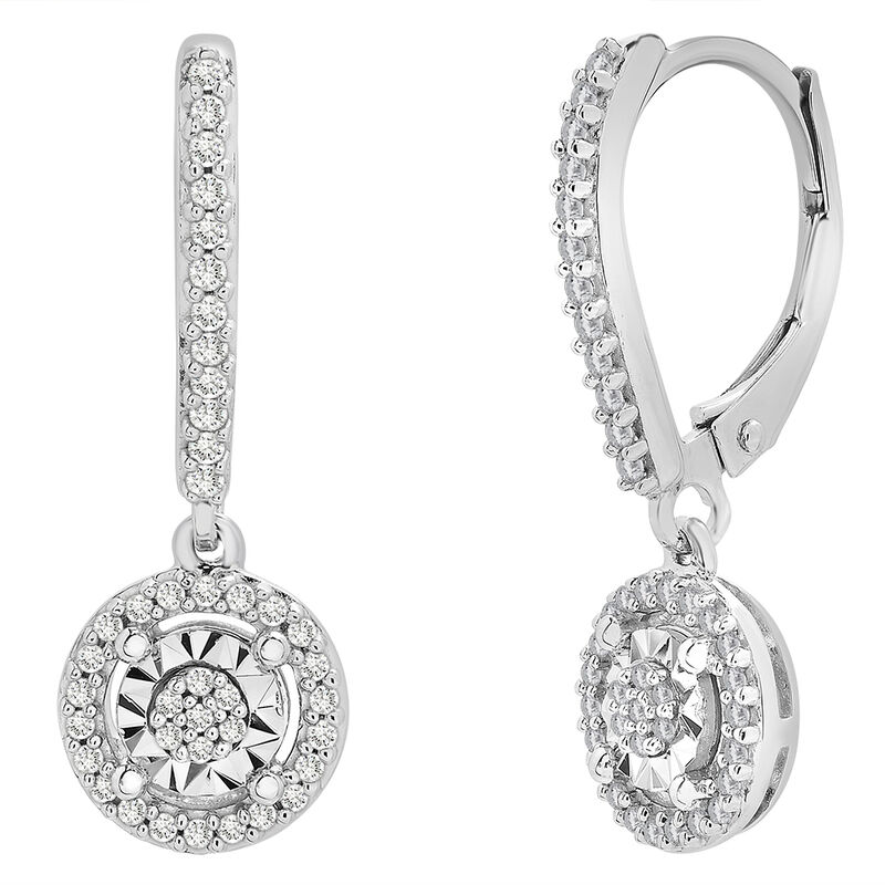 Diamond Drop Earrings with Illusion Settings in Sterling Silver &#40;1/4 ct. tw.&#41;