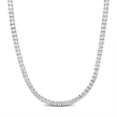 Lab-Created White Sapphire Tennis Necklace in Sterling Silver, 20”