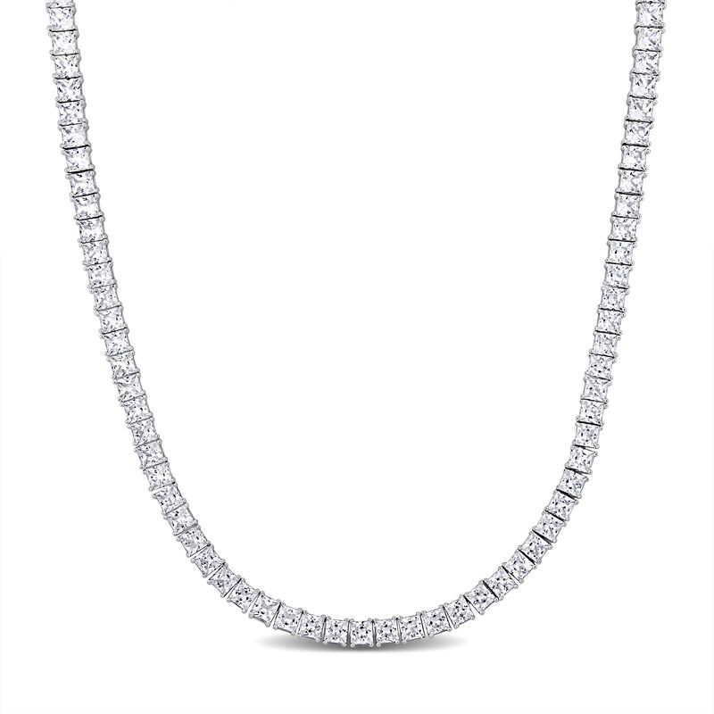 Lab-Created White Sapphire Tennis Necklace in Sterling Silver, 20&rdquo;