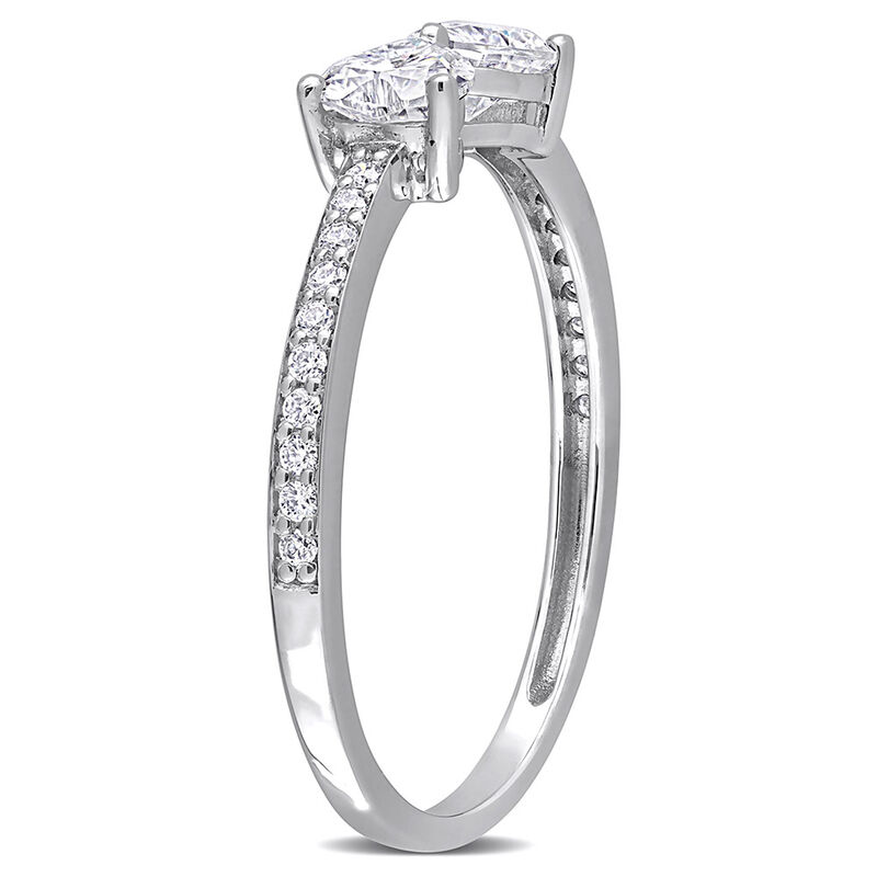 Heart-Shaped Moissanite Stacking Ring with Bow Design in Sterling Silver &#40;3/5 ct. tw.&#41;