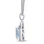 Aquamarine &amp; Diamond Pendant in Sterling Silver