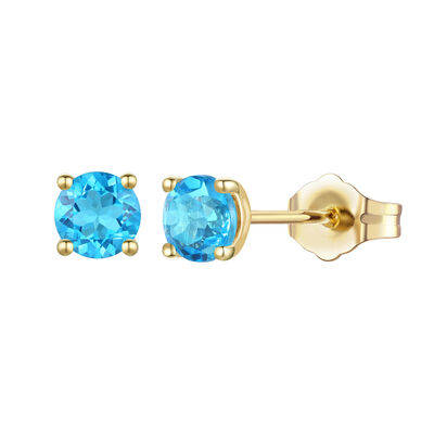 Blue Topaz Stud Earrings in 14K Yellow Gold