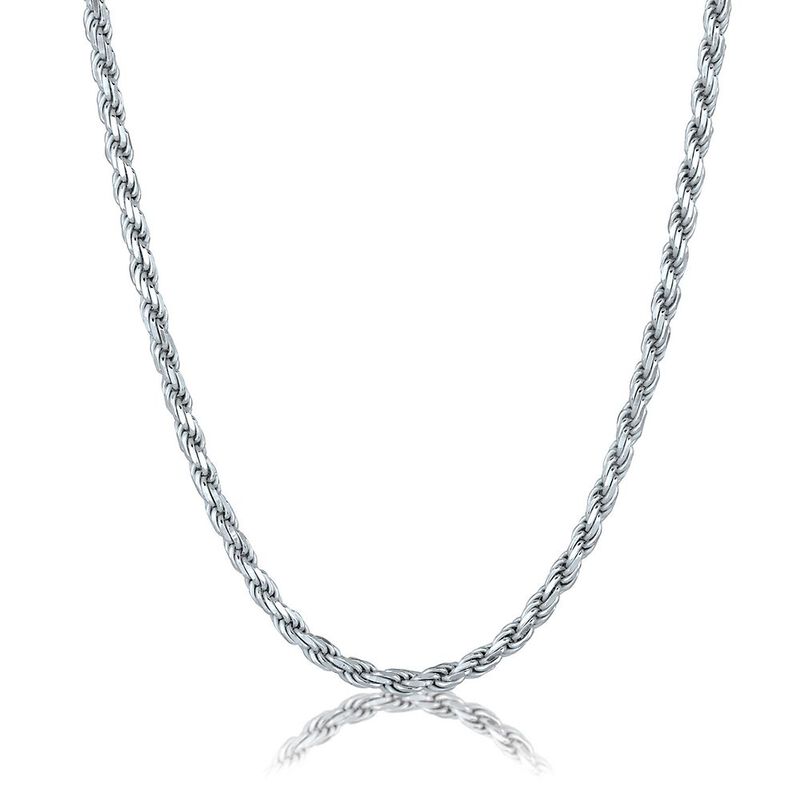 Diamond Cut Rope Chain in Sterling Silver, 24&quot;