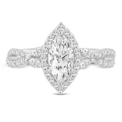 Lab Grow Diamond Marquise-Cut Halo Engagement Ring in 14K Gold (1 1/2 ct. tw.)