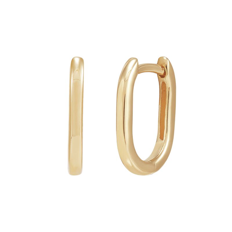 Oval Huggie Hoop Earrings in 14K Yellow Gold