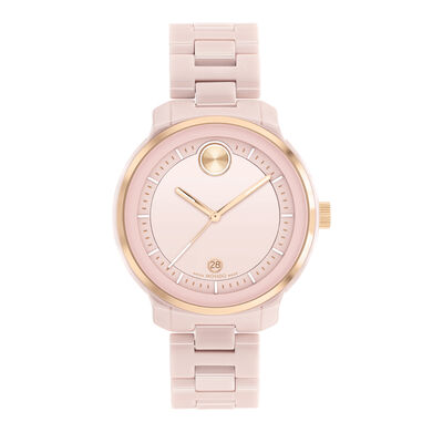 Ladies’ Bold Verso Ceramic Watch in Rose-Gold Tone and Blush, 39MM