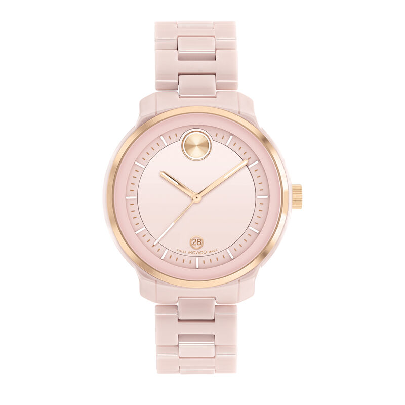 Ladies&rsquo; Bold Verso Ceramic Watch in Rose-Gold Tone and Blush, 39MM