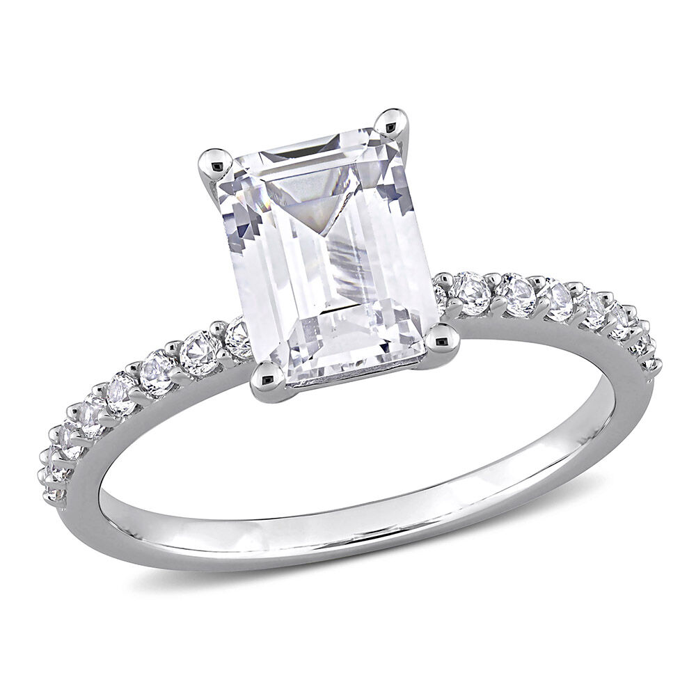 7.0mm White Lab-Created Sapphire Crossover Engagement Ring in Sterling  Silver | Peoples Jewellers