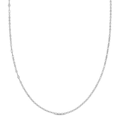 Flat Oval Link Chain Necklace in Platinum, 18”