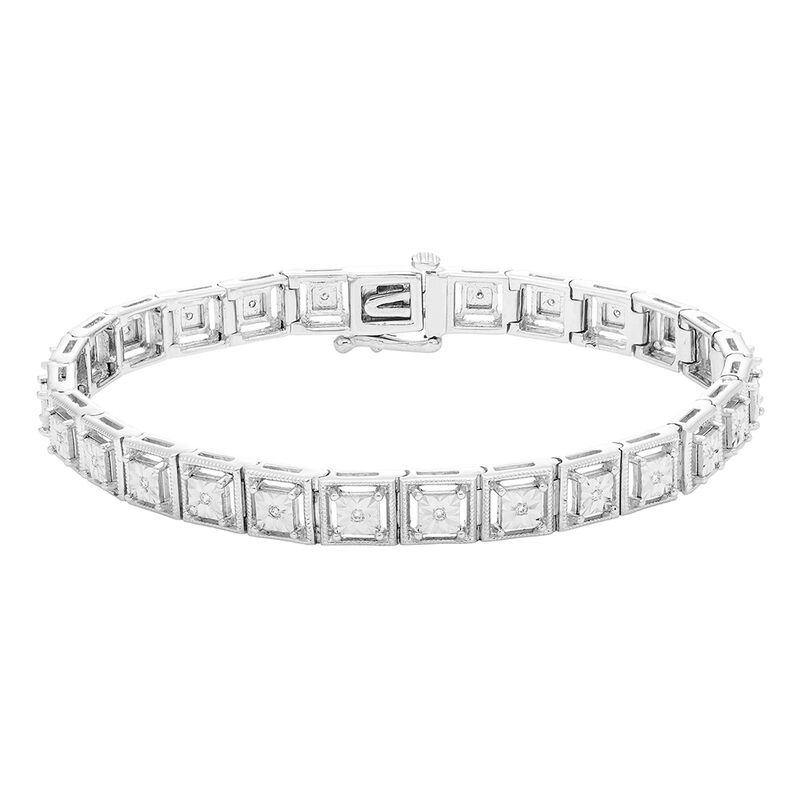 Diamond Square Link Bracelet in Sterling Silver &#40;1/4 ct. tw.&#41;