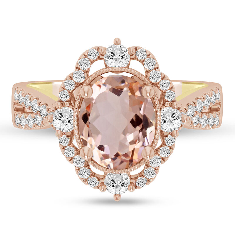 Morganite &amp; 1/2 ct. tw. Diamond Engagement Ring in 14K Rose Gold